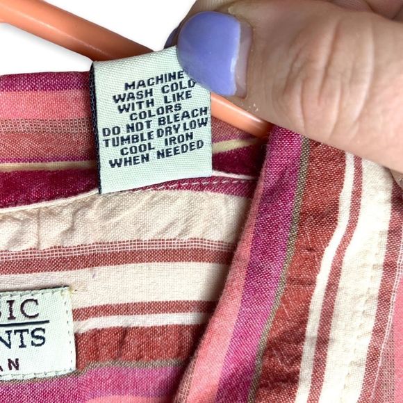 VTG Womens 20/22W Plus 100% Cotton Striped Seersucker Casual Button Down 90s Y2K - Picture 4 of 6